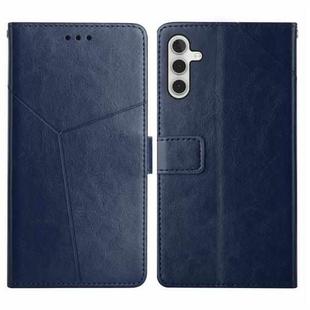 For Samsung Galaxy A04s HT01 Y-shaped Pattern Flip Leather Phone Case(Blue)
