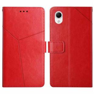 For Samsung Galaxy A23e/A23s HT01 Y-shaped Pattern Flip Leather Phone Case(Red)