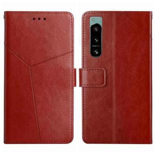 For Sony Xperia 5 IV HT01 Y-shaped Pattern Flip Leather Phone Case(Brown)