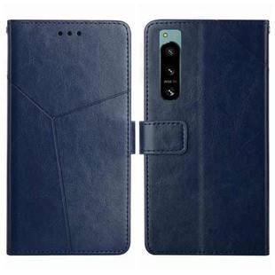 For Sony Xperia 5 IV HT01 Y-shaped Pattern Flip Leather Phone Case(Blue)