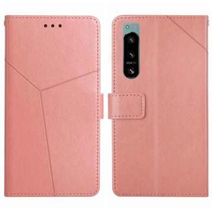 For Sony Xperia 5 IV HT01 Y-shaped Pattern Flip Leather Phone Case(Pink)