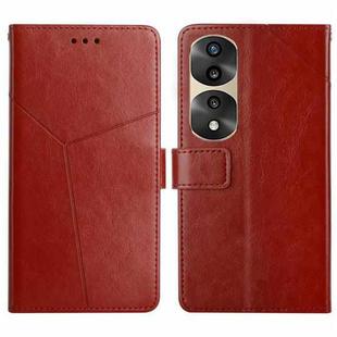 For Honor 70 Pro/70 Pro+ HT01 Y-shaped Pattern Flip Leather Phone Case(Brown)