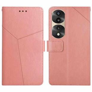 For Honor 70 Pro/70 Pro+ HT01 Y-shaped Pattern Flip Leather Phone Case(Pink)