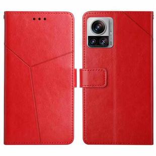 For Motorola Edge 30 Ultra/Moto X30 Pro HT01 Y-shaped Pattern Flip Leather Phone Case(Red)