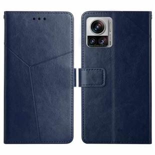 For Motorola Edge 30 Ultra/Moto X30 Pro HT01 Y-shaped Pattern Flip Leather Phone Case(Blue)