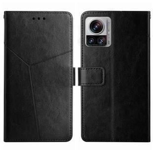 For Motorola Edge 30 Ultra/Moto X30 Pro HT01 Y-shaped Pattern Flip Leather Phone Case(Black)