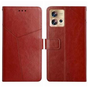 For Motorola Edge 30 Fusion/Moto S30 Pro HT01 Y-shaped Pattern Flip Leather Phone Case(Brown)