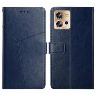 For Motorola Edge 30 Fusion/Moto S30 Pro HT01 Y-shaped Pattern Flip Leather Phone Case(Blue)