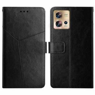 For Motorola Edge 30 Fusion/Moto S30 Pro HT01 Y-shaped Pattern Flip Leather Phone Case(Black)