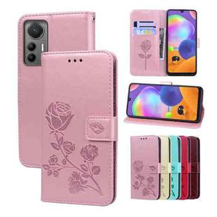 For Xiaomi 12 Lite Rose Embossed Flip PU Leather Phone Case(Rose Gold)