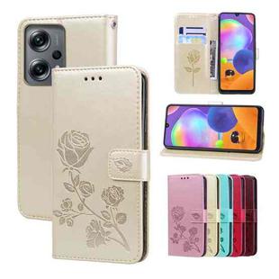 For Xiaomi Redmi Note 11T Pro 5G Rose Embossed Flip PU Leather Phone Case(Gold)