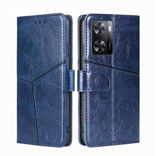 For OPPO A57s 4G / A57e 4G Geometric Stitching Leather Phone Case(Blue)