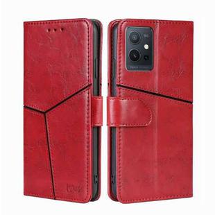 For vivo Y52t Geometric Stitching Leather Phone Case(Red)