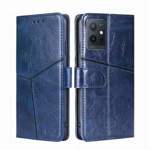 For vivo Y52t Geometric Stitching Leather Phone Case(Blue)