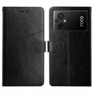 For Xiaomi Poco M5 4G/5G/M4 5G HT01 Y-shaped Pattern Flip Leather Phone Case(Black)