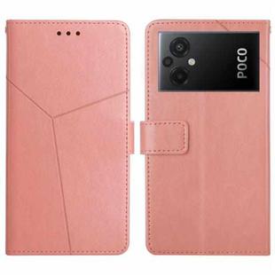 For Xiaomi Poco M5 4G/5G/M4 5G HT01 Y-shaped Pattern Flip Leather Phone Case(Pink)