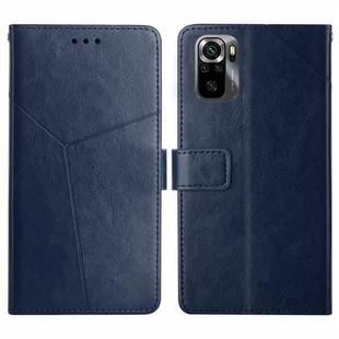 For Xiaomi Poco M5s HT01 Y-shaped Pattern Flip Leather Phone Case(Blue)