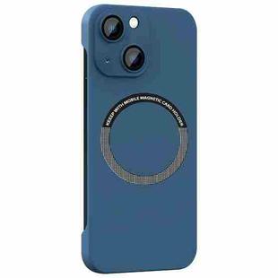 For iPhone 14 Plus Magsafe Rimless PC Phone Case with Lens Film(Blue)