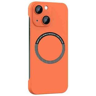 For iPhone 13 Magsafe Rimless PC Phone Case with Lens Film(Orange)