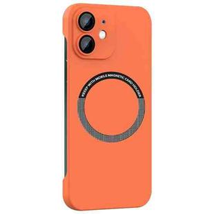 For iPhone 12 Magsafe Rimless PC Phone Case with Lens Film(Orange)