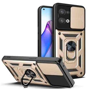 For OPPO Reno8 5G Sliding Camera Cover Design TPU+PC Phone Case(Gold)