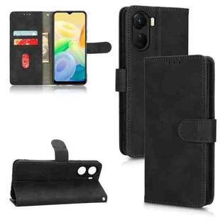 For vivo Y16 4G Skin Feel Magnetic Flip Leather Phone Case(Black)