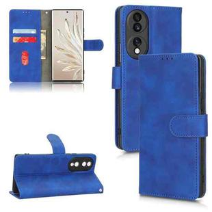 For Honor 70 5G Skin Feel Magnetic Flip Leather Phone Case(Blue)