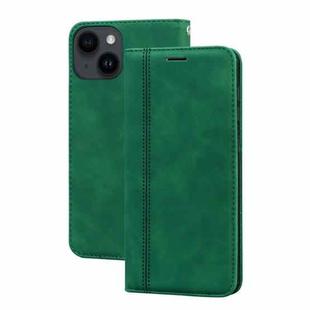 For iPhone 14 Plus Frosted Business Magnetic Horizontal Flip PU Phone Case(Green)