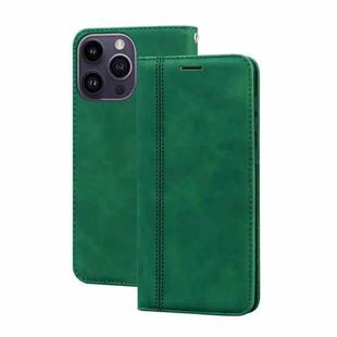 For iPhone 14 Pro Max Frosted Business Magnetic Horizontal Flip PU Phone Case(Green)