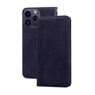 For iPhone 14 Pro Frosted Business Magnetic Horizontal Flip PU Phone Case(Black)