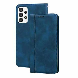 For Samsung Galaxy A73 5G Frosted Business Magnetic Horizontal Flip PU Phone Case(Blue)