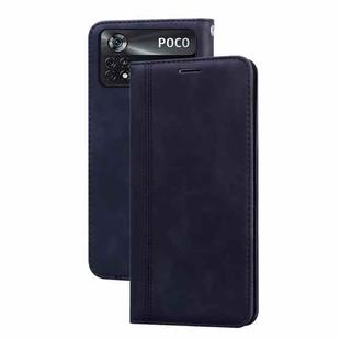 For Xiaomi Poco M4 Pro 4G Frosted Business Magnetic Horizontal Flip PU Phone Case(Black)