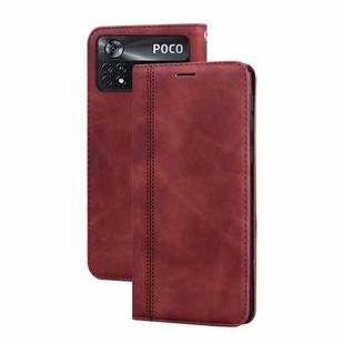 For Xiaomi Poco X4 Pro 5G Frosted Business Magnetic Horizontal Flip PU Phone Case(Brown)