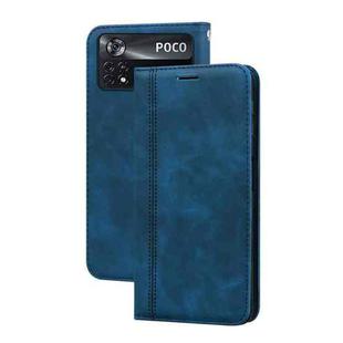 For Xiaomi Poco X4 Pro 5G Frosted Business Magnetic Horizontal Flip PU Phone Case(Blue)