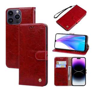 For iPhone 14 Pro Max Oil Wax Texture Leather Phone Case(Red)