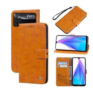 For Xiaomi Poco M4 Pro 4G Oil Wax Texture Leather Phone Case(Yellow)