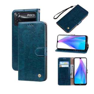 For Xiaomi Poco M4 Pro 4G Oil Wax Texture Leather Phone Case(Blue)