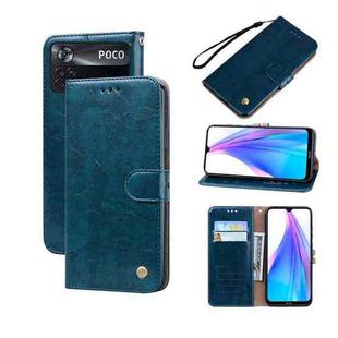 For Xiaomi Poco X4 Pro 5G Oil Wax Texture Leather Phone Case(Blue)