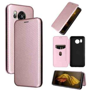 For Sharp Aquos Sense7 Plus Carbon Fiber Texture Flip Leather Phone Case(Pink)