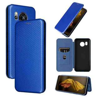 For Sharp Aquos Sense7 Plus Carbon Fiber Texture Flip Leather Phone Case(Blue)