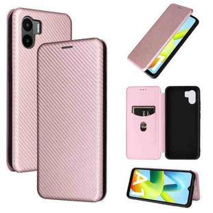 For Xiaomi Redmi A1 4G Carbon Fiber Texture Flip Leather Phone Case(Pink)