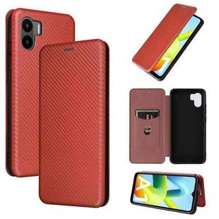 For Xiaomi Redmi A1 4G Carbon Fiber Texture Flip Leather Phone Case(Brown)