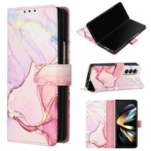 For Samsung Galaxy Z Fold3 5G PT003 Marble Pattern Flip Leather Phone Case(Rose Gold LS005)