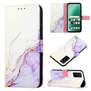 For OPPO A55S 5G/CPH2309 Japan PT003 Marble Pattern Flip Leather Phone Case(White Purple LS006)