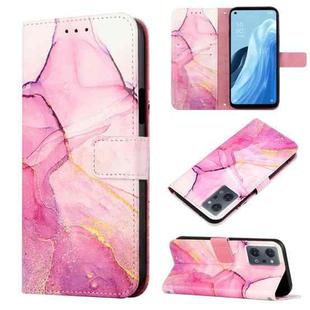 For OPPO Reno7 A Japan PT003 Marble Pattern Flip Leather Phone Case(Pink Purple Gold LS001)