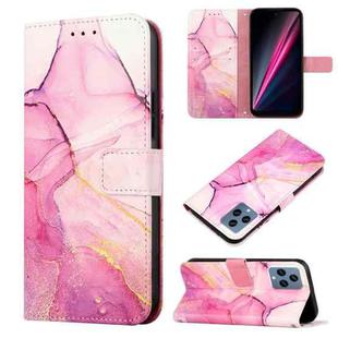 For T-Mobile Revvl 6 5G PT003 Marble Pattern Flip Leather Phone Case(Pink Purple Gold LS001)
