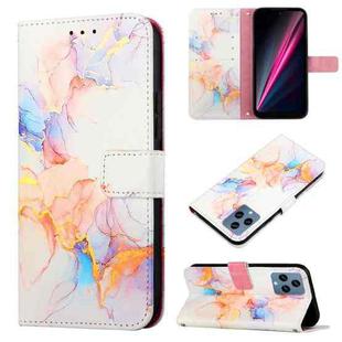 For T-Mobile Revvl 6 5G PT003 Marble Pattern Flip Leather Phone Case(Galaxy Marble White LS004)