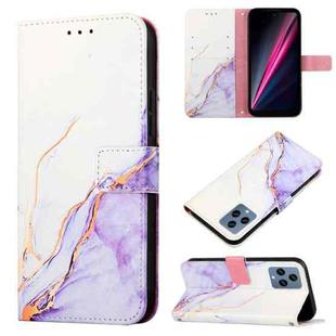 For T-Mobile Revvl 6 5G PT003 Marble Pattern Flip Leather Phone Case(White Purple LS006)