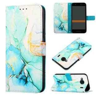 For Kyocera Qua Phone QX KYV42 PT003 Marble Pattern Flip Leather Phone Case(Green LS003)