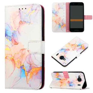 For Kyocera Qua Phone QX KYV42 PT003 Marble Pattern Flip Leather Phone Case(Galaxy Marble White LS004)